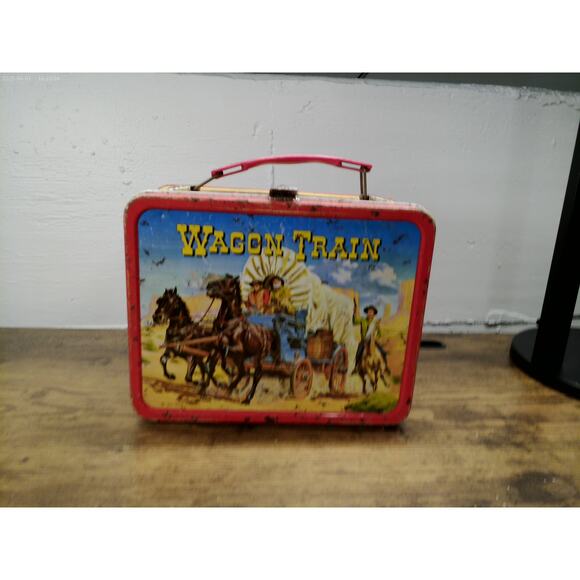 Vintage 1957 Wagon Train Metal Lunchbox – King Seeley Thermos - Picture 1 of 9